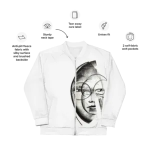 Charcoal Print - Unisex Bomber Jacket (Fragmented Reflections) - Image 4