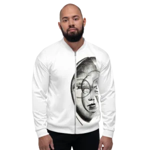 Charcoal Print - Unisex Bomber Jacket (Fragmented Reflections) - Image 3