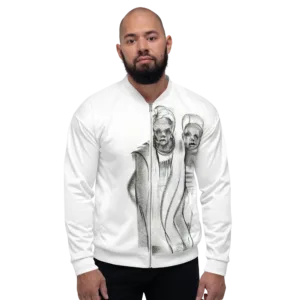 Charcoal Print - Unisex Bomber Jacket (The Elders) - Image 3