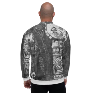 Monochromatic Batik Print – Unisex Bomber Jacket (Ikemefuna) - Image 4
