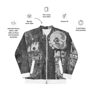 Monochromatic Batik Print – Unisex Bomber Jacket (Ikemefuna) - Image 5