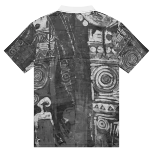 Monochromatic Batik Print - Men’s slim fit polo (Ikemefuna) - Image 2