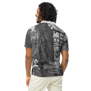 Monochromatic Batik Print - Men’s slim fit polo (Ikemefuna) - Image 4