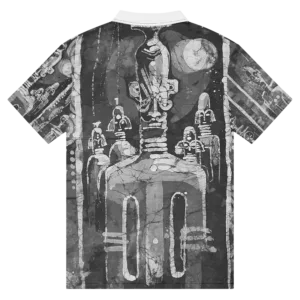 Monochromatic Batik Print – Men’s slim fit polo (Neigbours) - Image 3