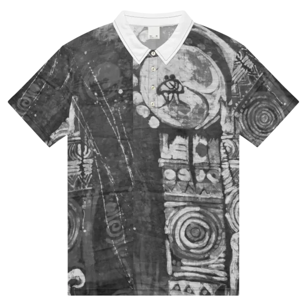 Monochromatic Batik Print - Men’s slim fit polo (Ikemefuna)