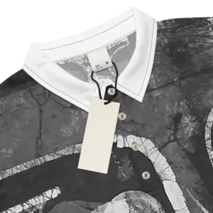 Monochromatic Batik Print – Men’s slim fit polo (Neigbours) - Image 6
